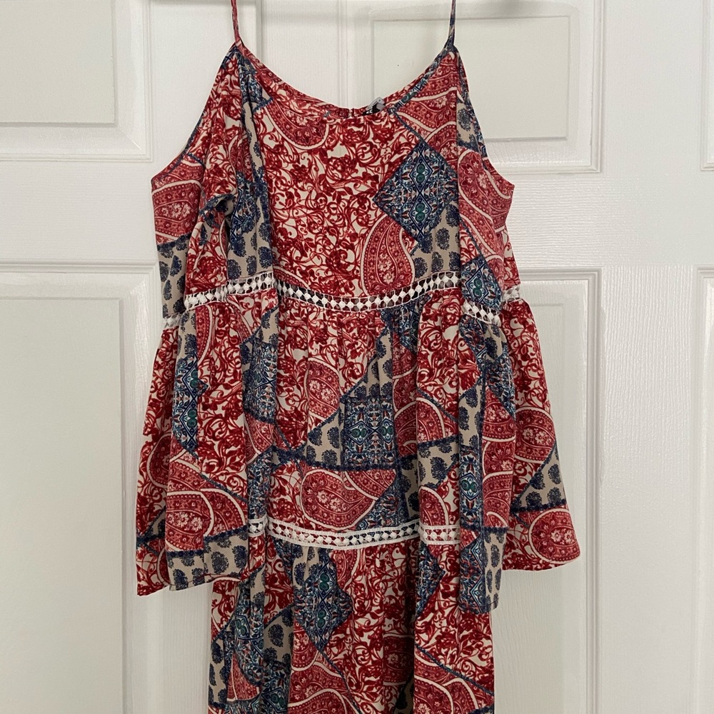 Lord and Taylor Print Cold Shoulder Dress Size M